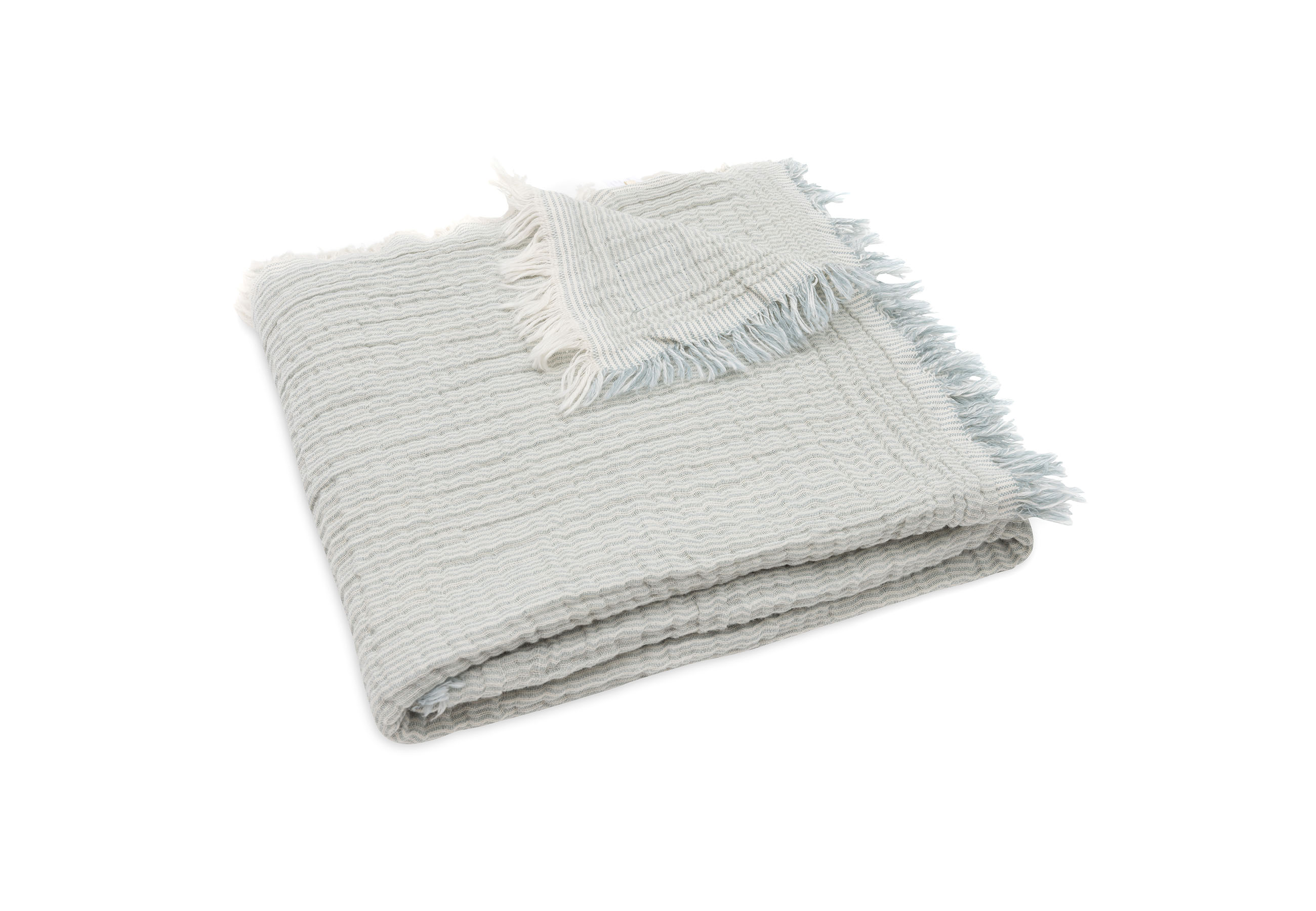 Jollein Filt Muslin 75x100cm Fringe Stripe Sea Green GOTS