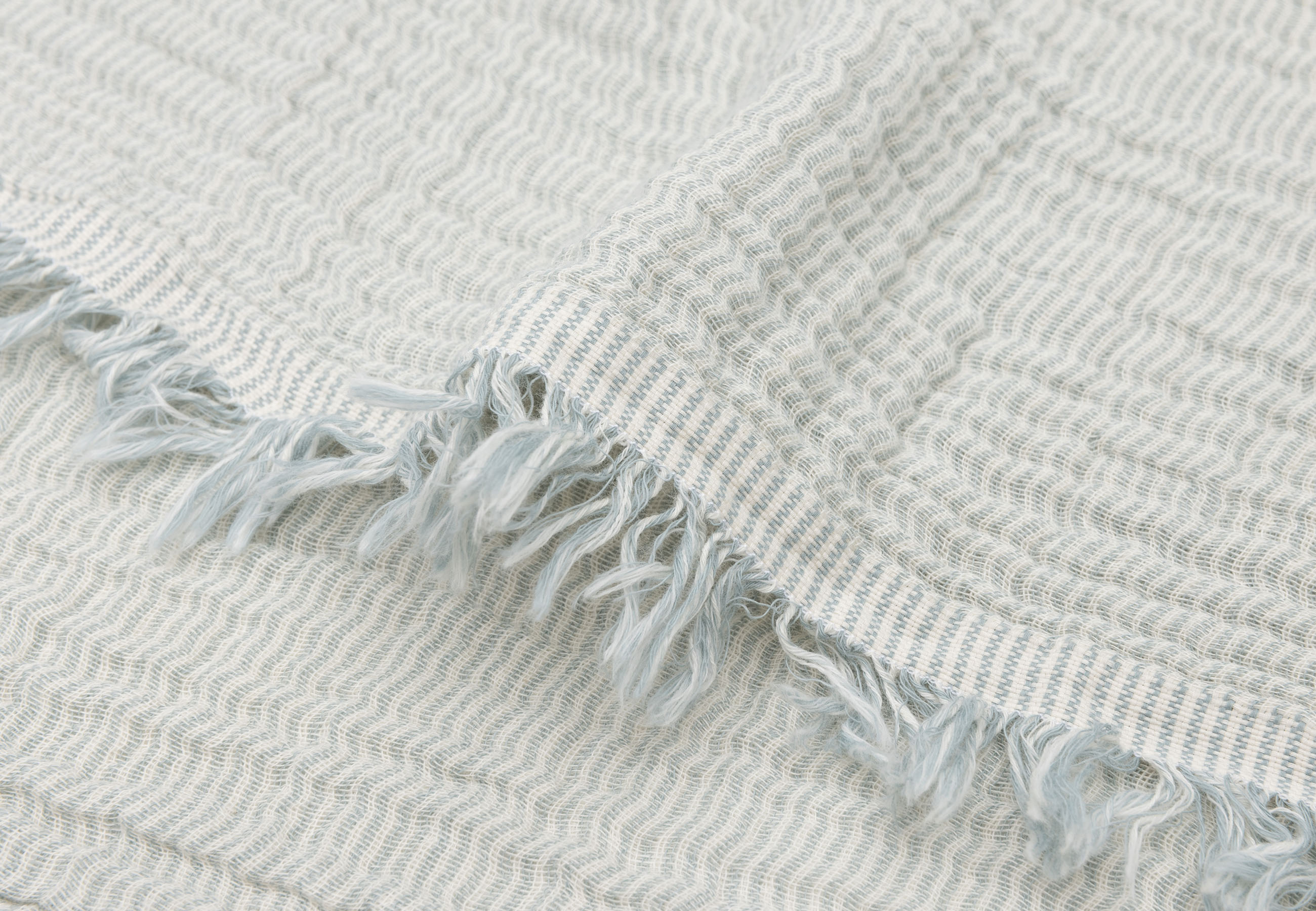 Jollein Filt Muslin 75x100cm Fringe Stripe Sea Green GOTS - 4