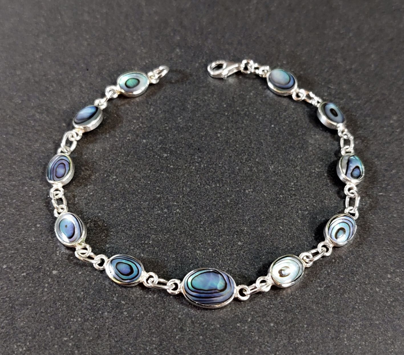 Silverarmband med Cabochoner i Paua Snäcka (Abalone)