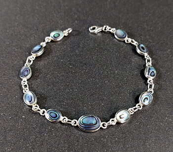 Silverarmband med Cabochoner i Paua Snäcka (Abalone)