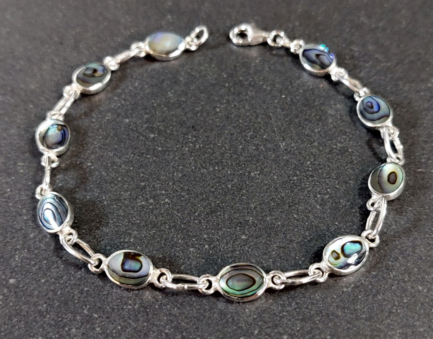 Silverarmband med Cabochoner i Paua Snäcka (Abalone)