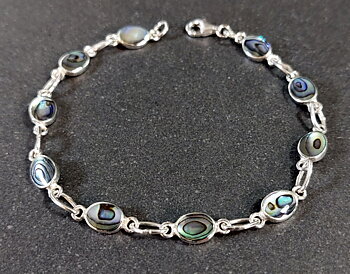 Silverarmband med Cabochoner i Paua Snäcka (Abalone)