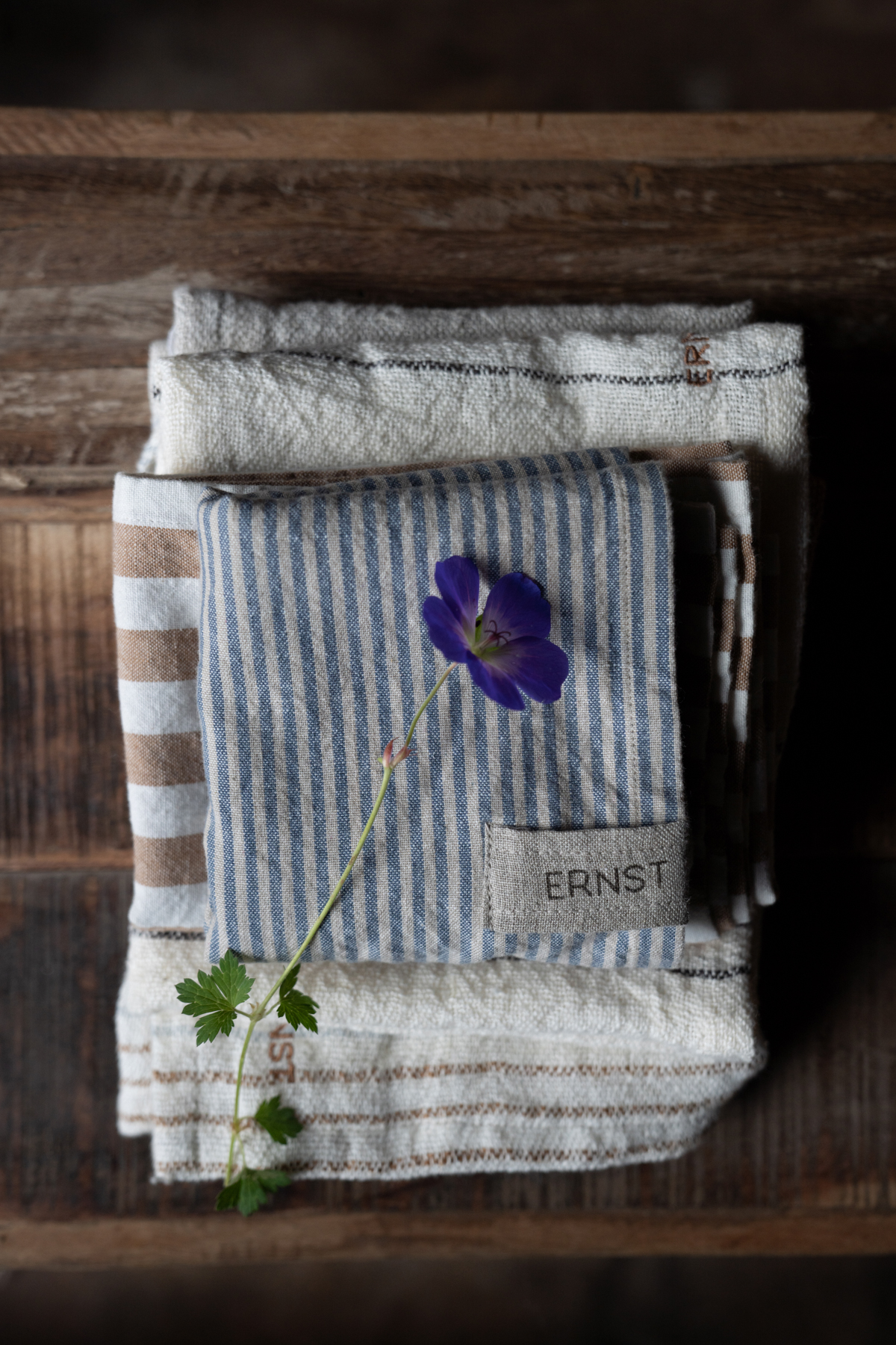 Ernst Kitchen Towel 47x70 striped blue/beige - 3