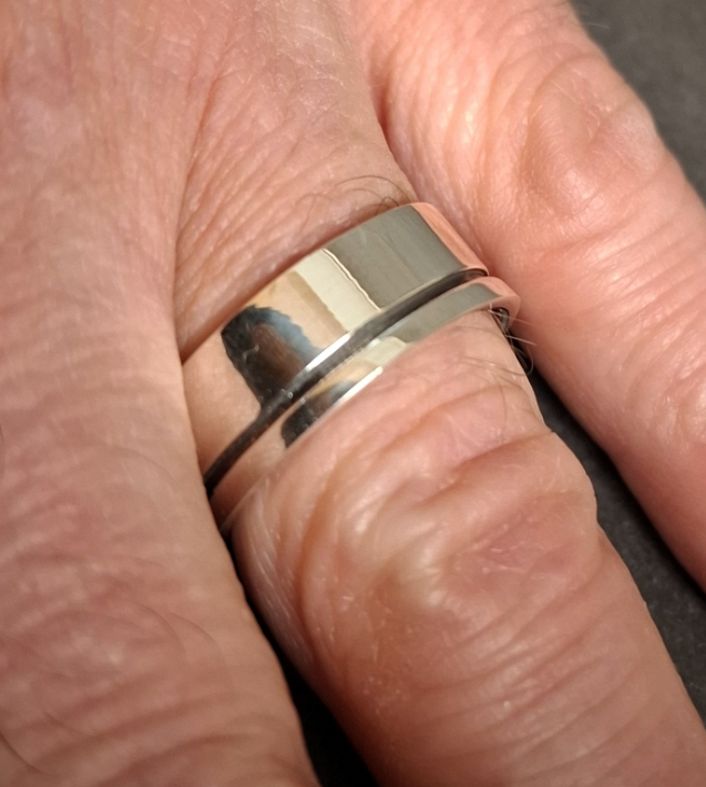 Silverring - Band med linje - 3