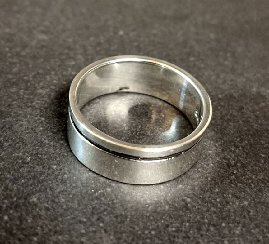 Silverring - Band med linje - 4