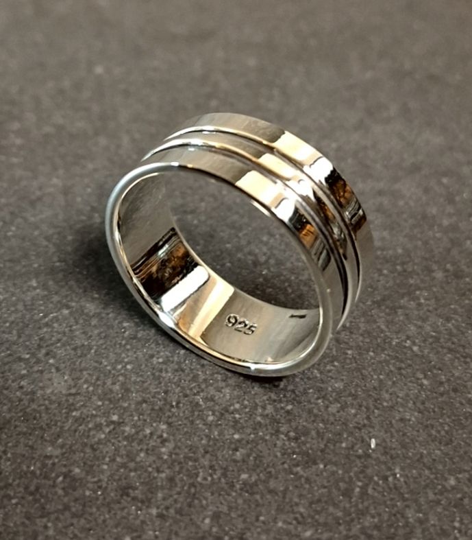 Silverring - Band med 2 linjer - 2
