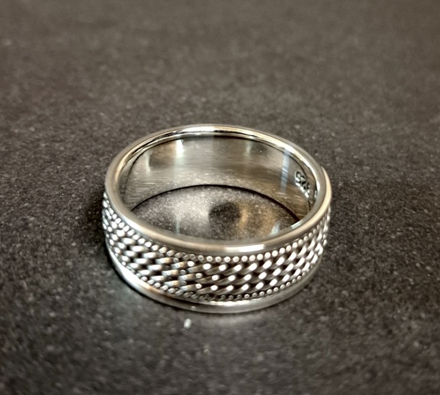 Silverring - Band med flätat mönster - 2