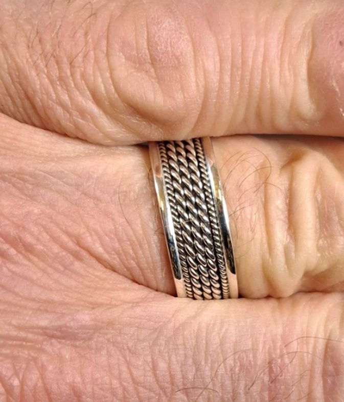 Silverring - Band med flätat mönster - 3