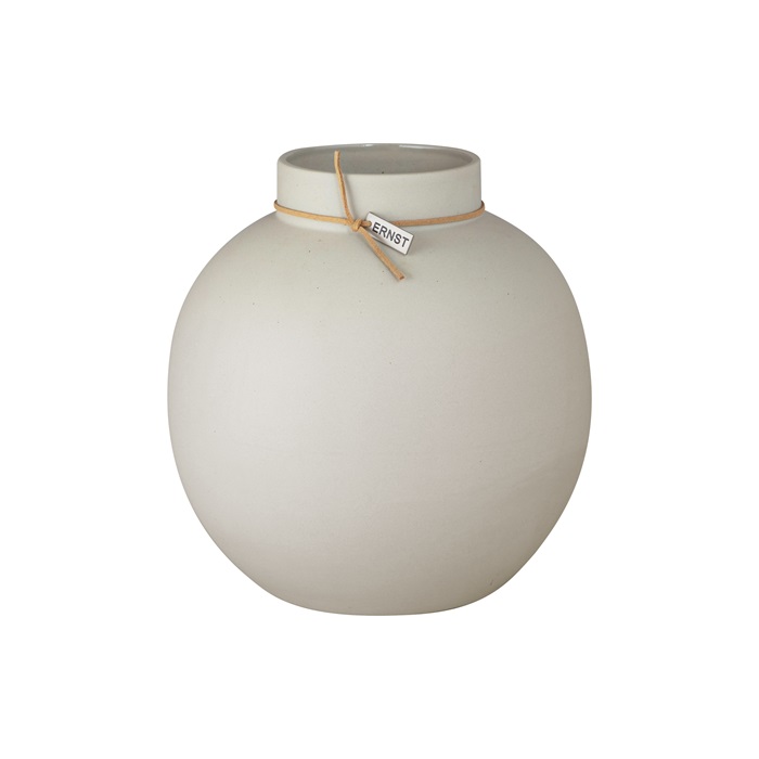 Ernst - Vas - Rund - Beige - Stengods - 21x22 cm - 2