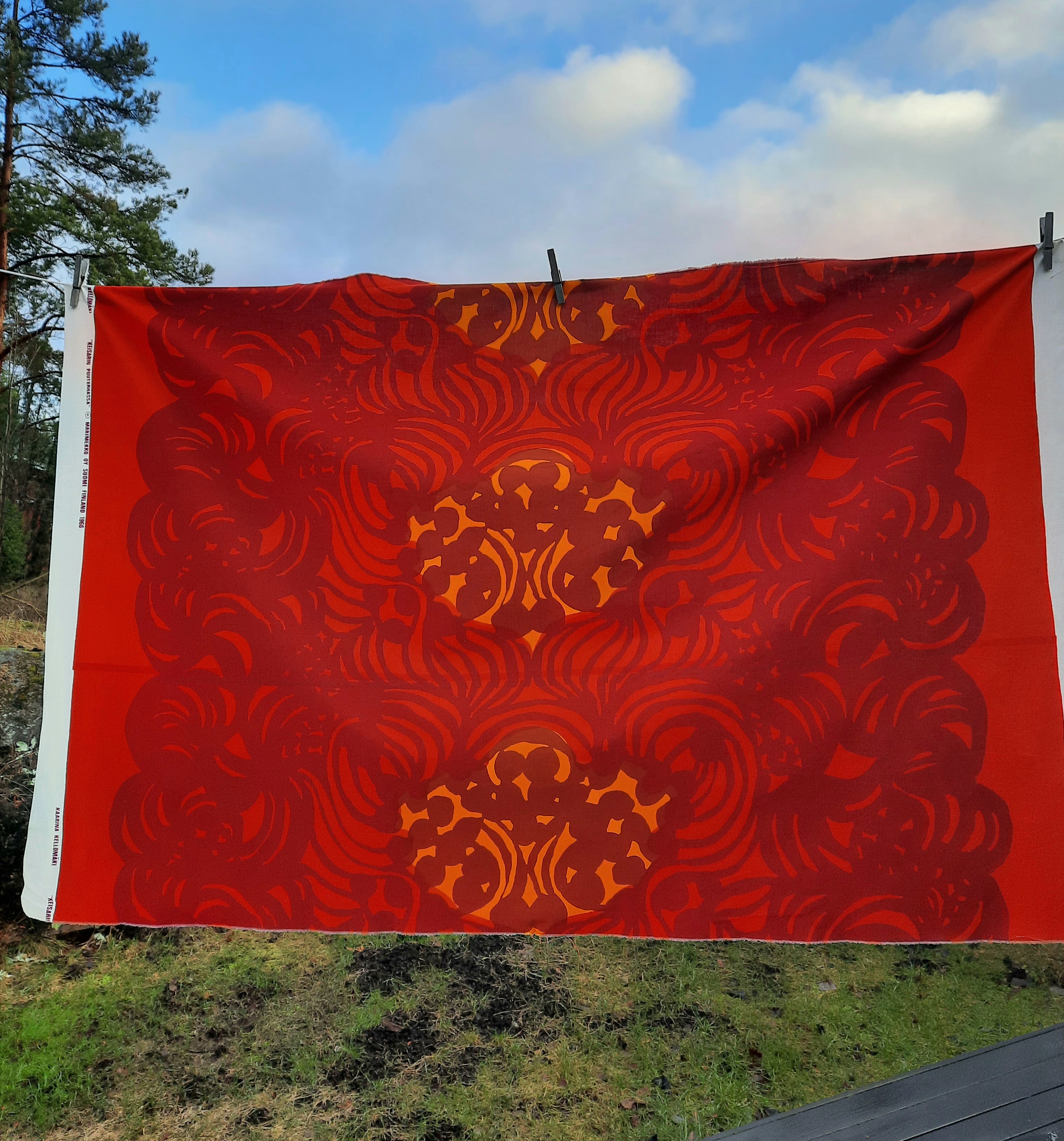 Marimekko 1960-talstyg "Keisarin puutarhassa" stuvbit 88x129 cm, Vintage - 5