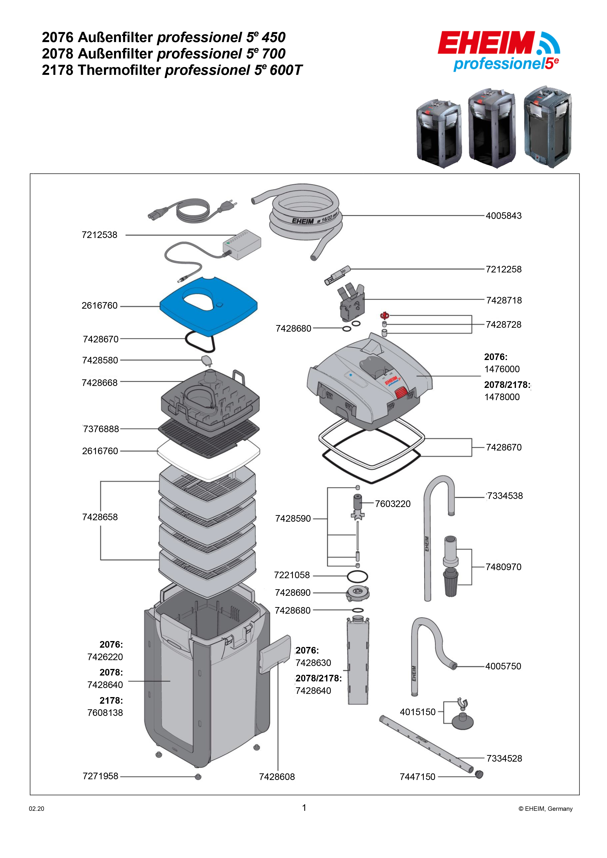 Eheim Set med Tätningspackningar Pumphus Professionel 5e 450, 600T, 700 - 2