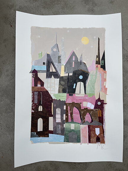 Collage "New York in the spring" av Maria C Bernhardsson. Orginal utan ram. 70x50cm.