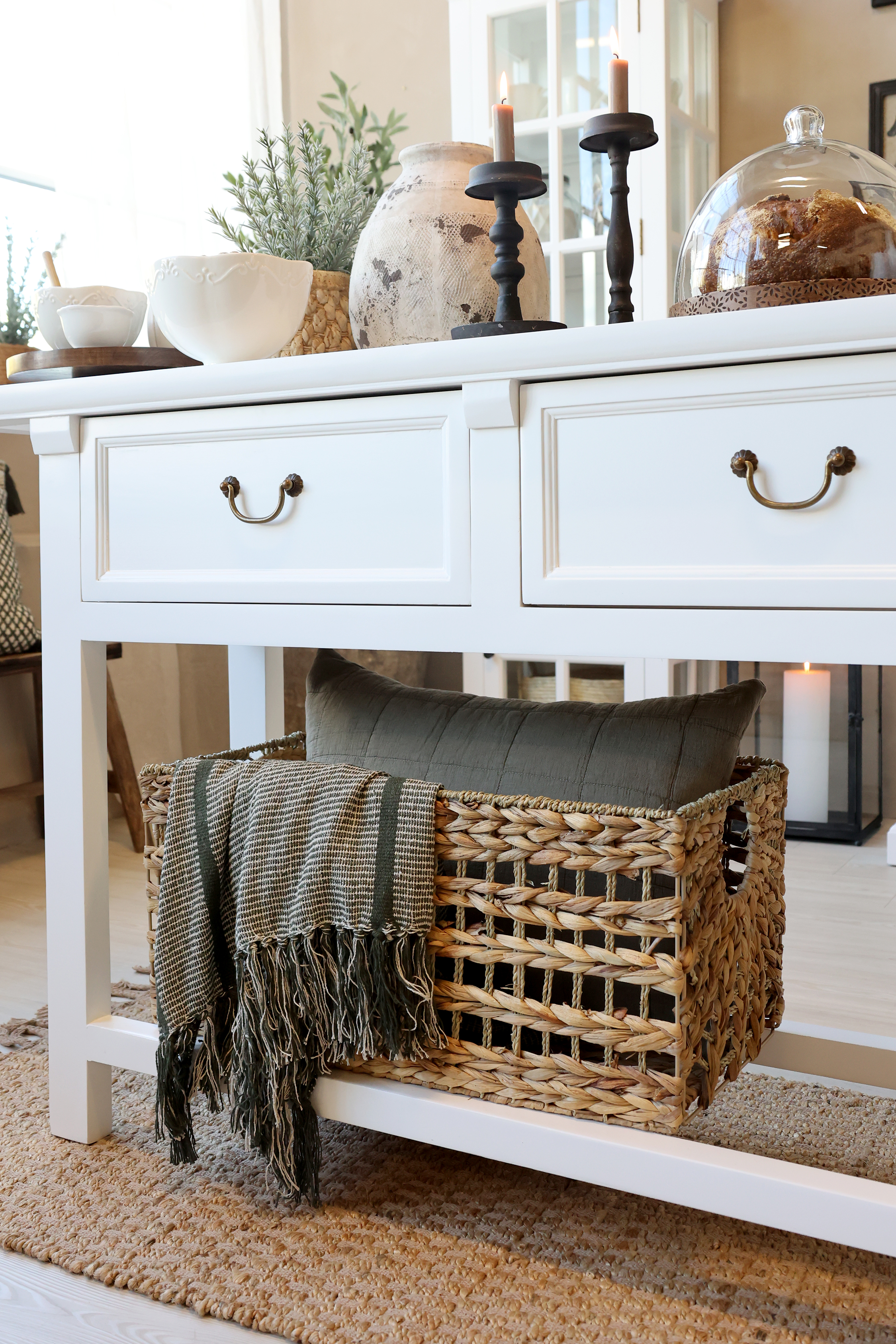 Marseille Side Table with 2 Drawers - Table - H85/L150/W40 cm - White - 4