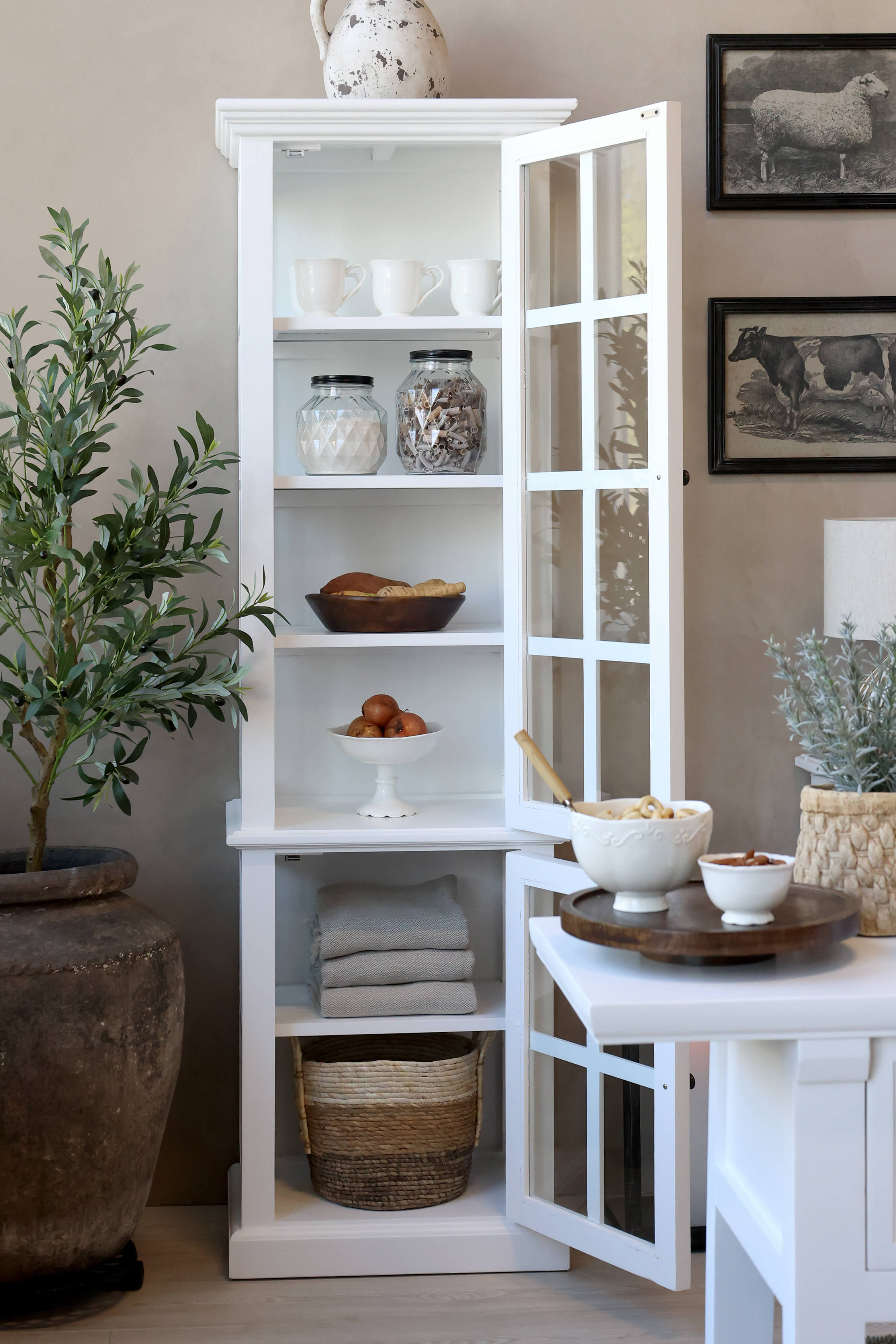 Marseille Display Cabinet with 2 doors and shelves - Display cabinet - H196/L60/W40 cm - White - 3