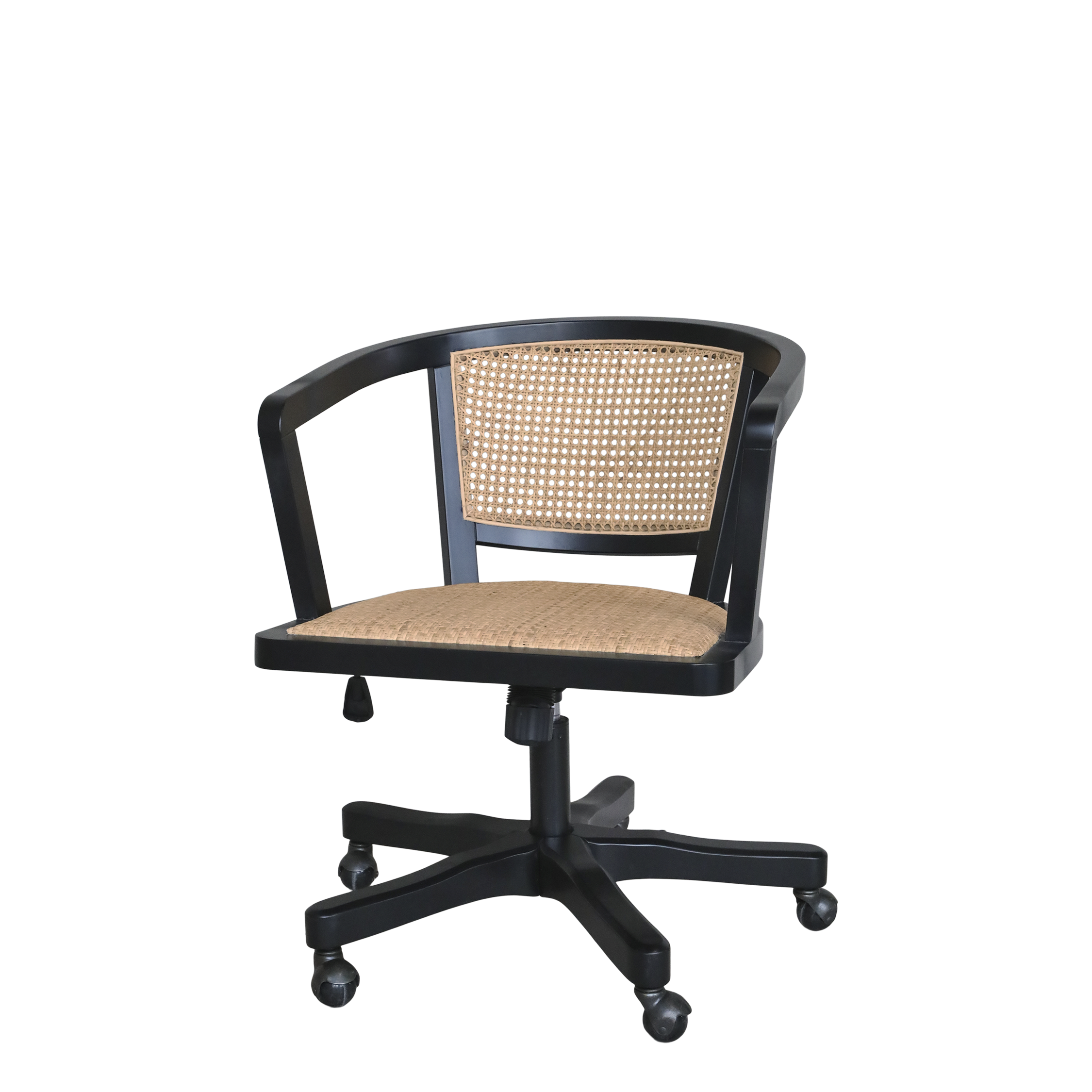 French Office Chair with Woven Seat and Back - Office Chair - H80/L60/W60 cm - Antique Black - 2