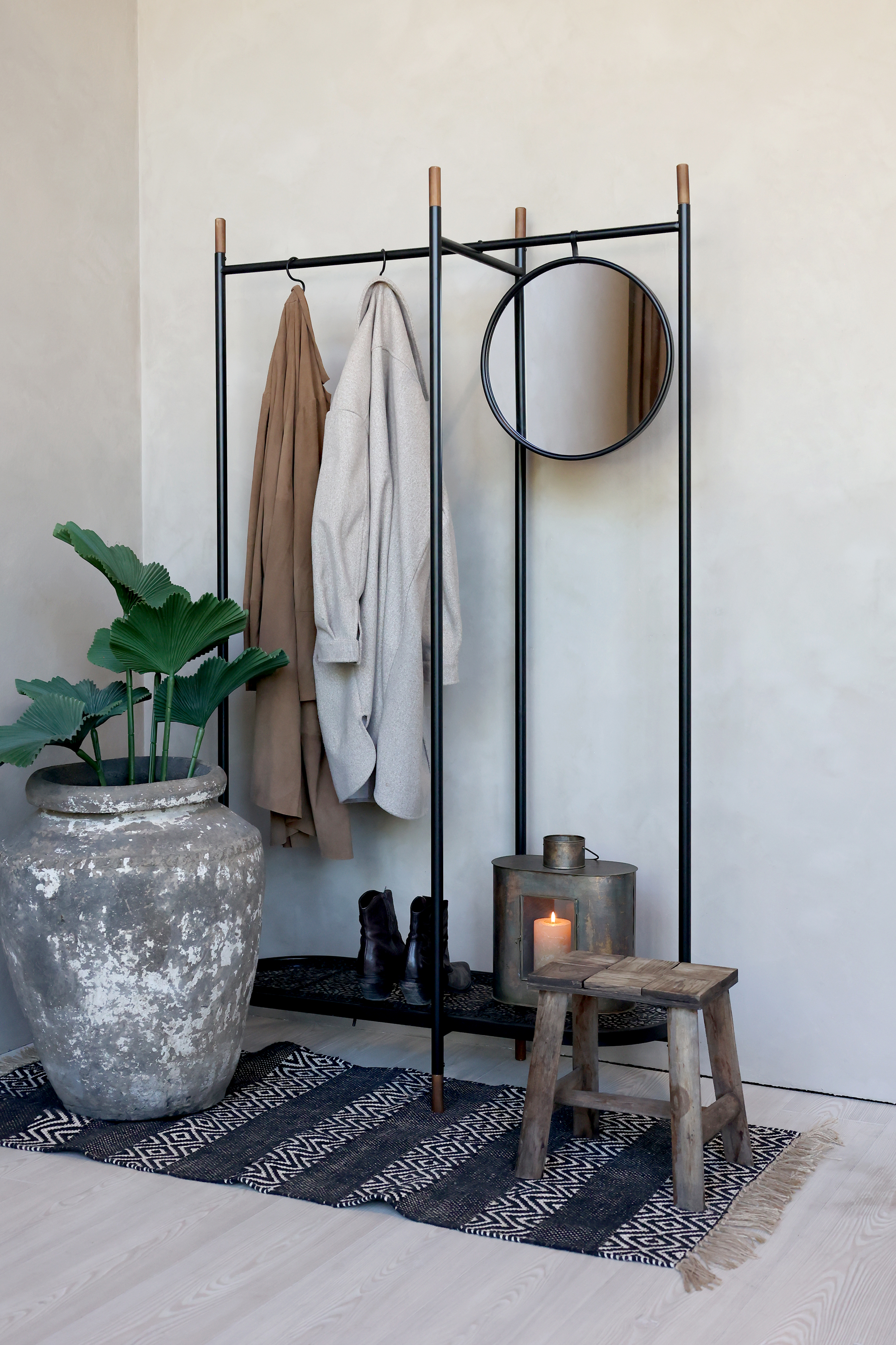 Vence Klädställ med spegel - Klädställ - H160/L101/B40 cm - Antik Svart - 3
