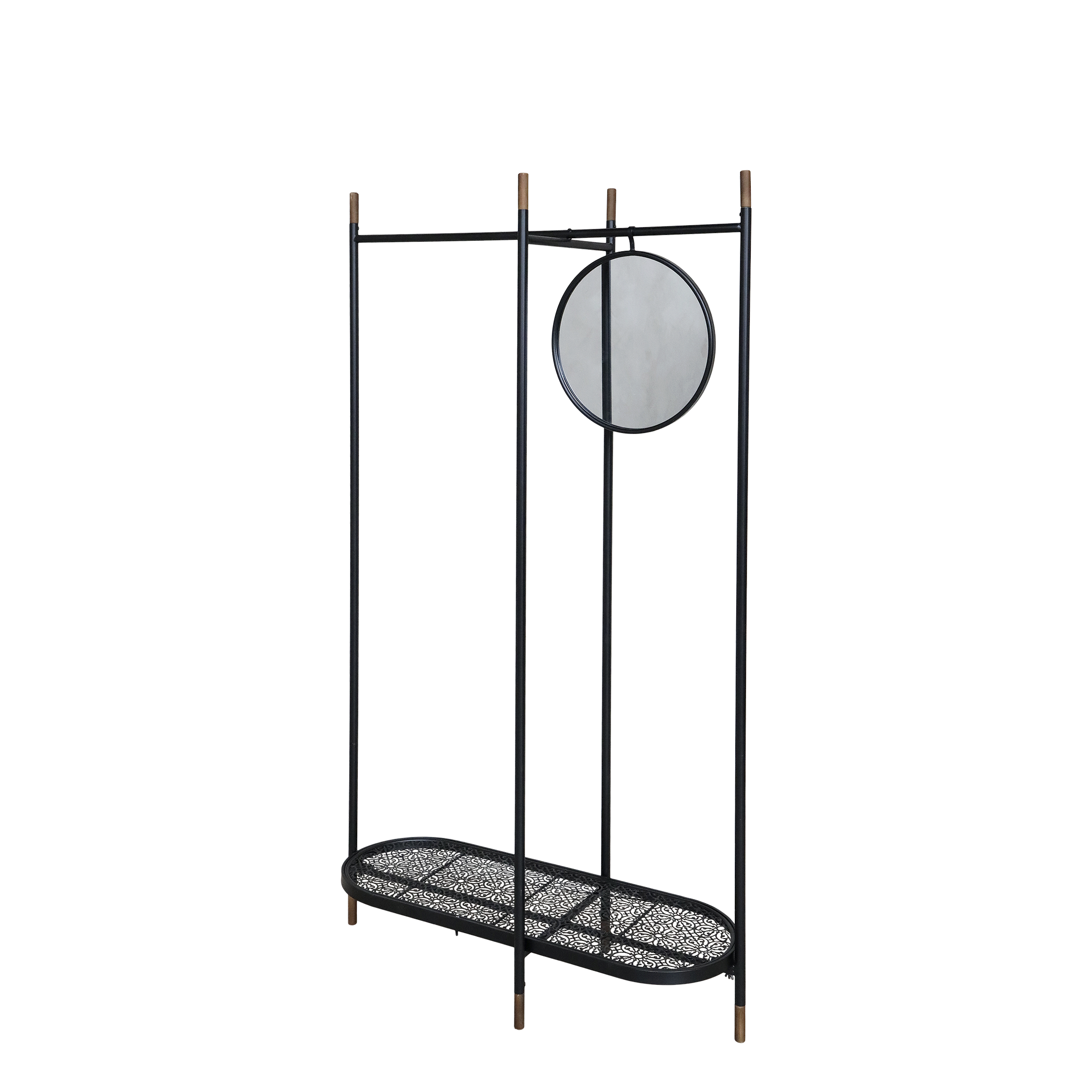 Vence Klädställ med spegel - Klädställ - H160/L101/B40 cm - Antik Svart - 2