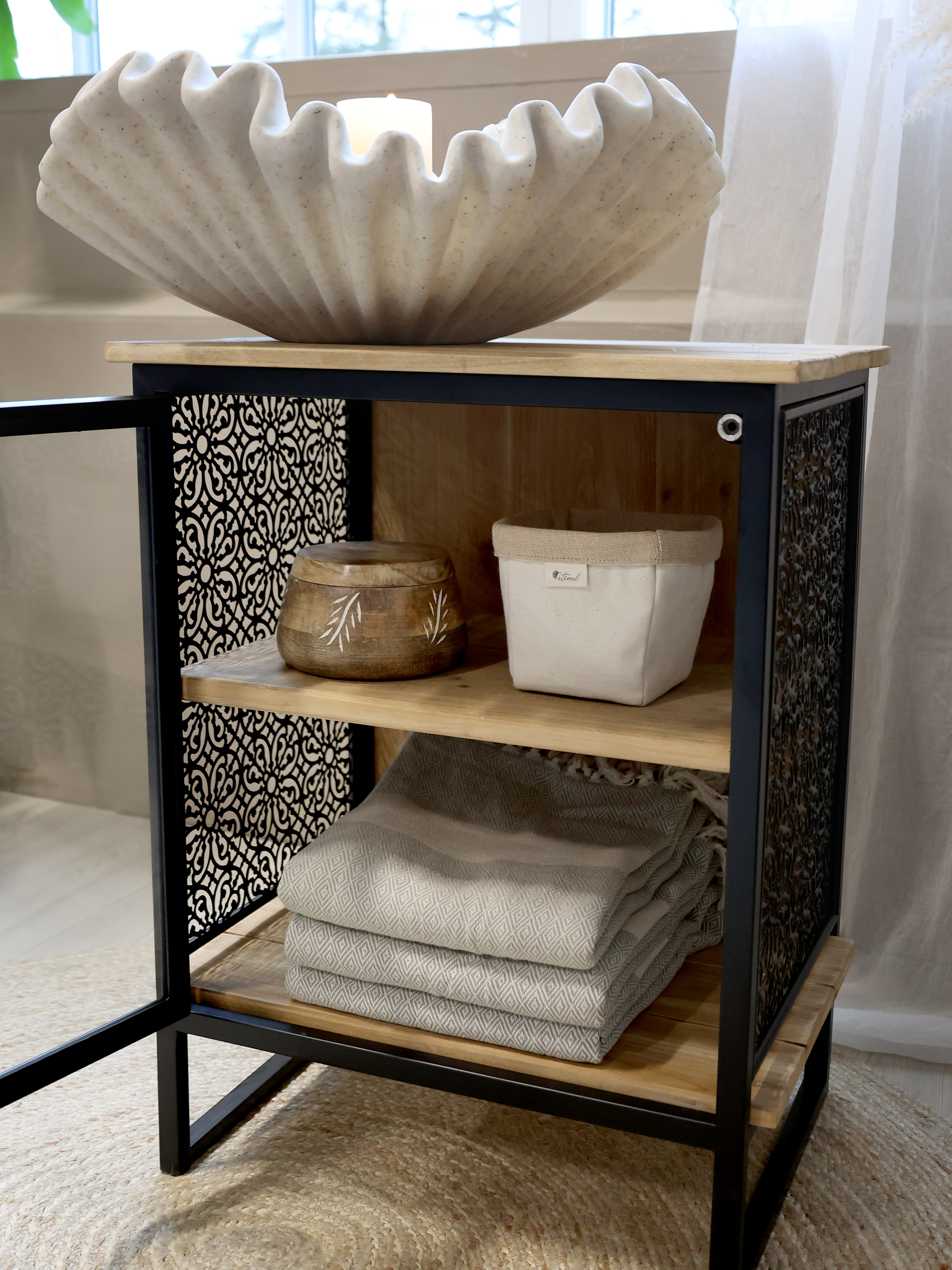 Vence sidobord med 2 hyllor - Sidobord - H65/L49/B36 cm - Antik Svart - 4