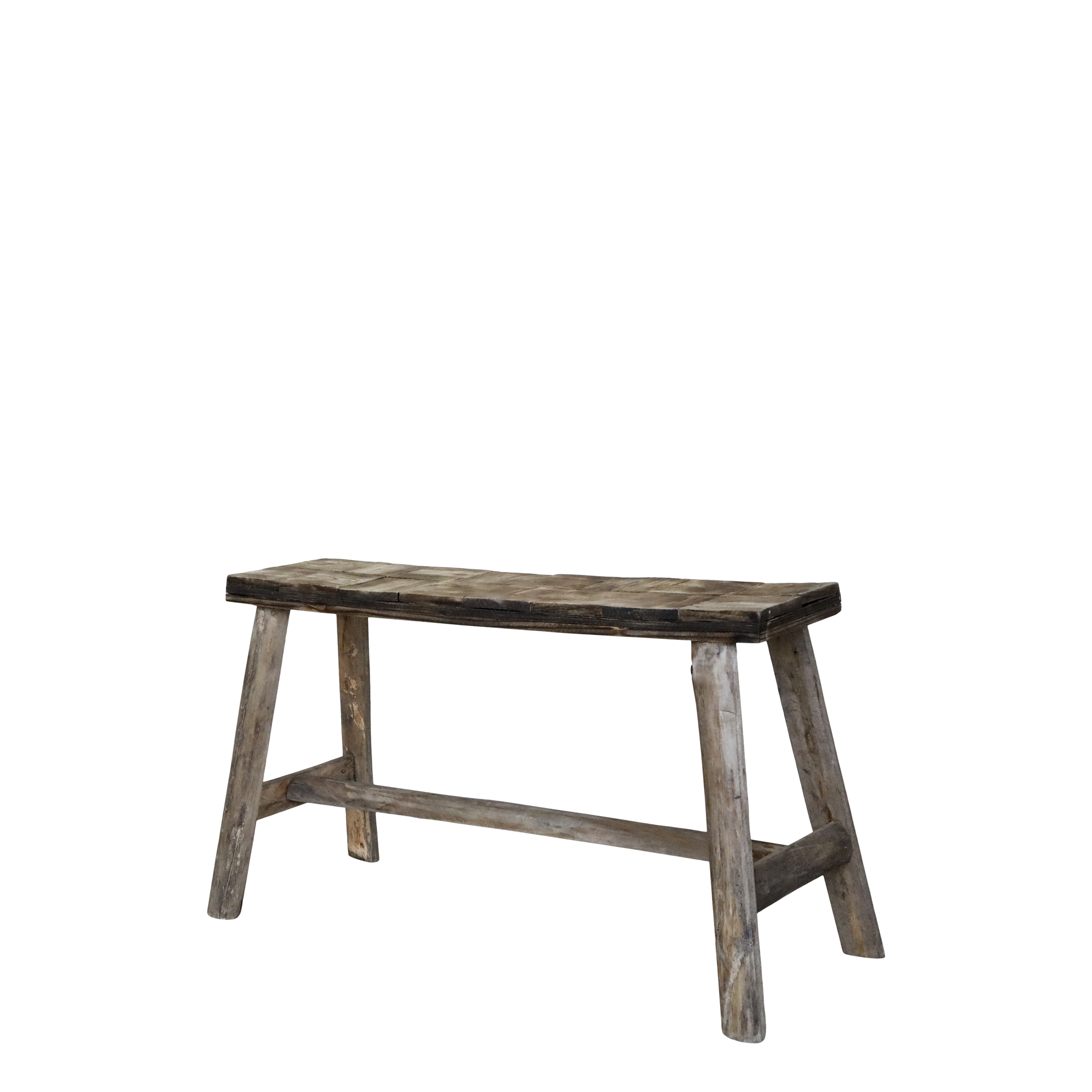 Bänk med mönster på sits - H45/L80/B24 cm - Natur - 3
