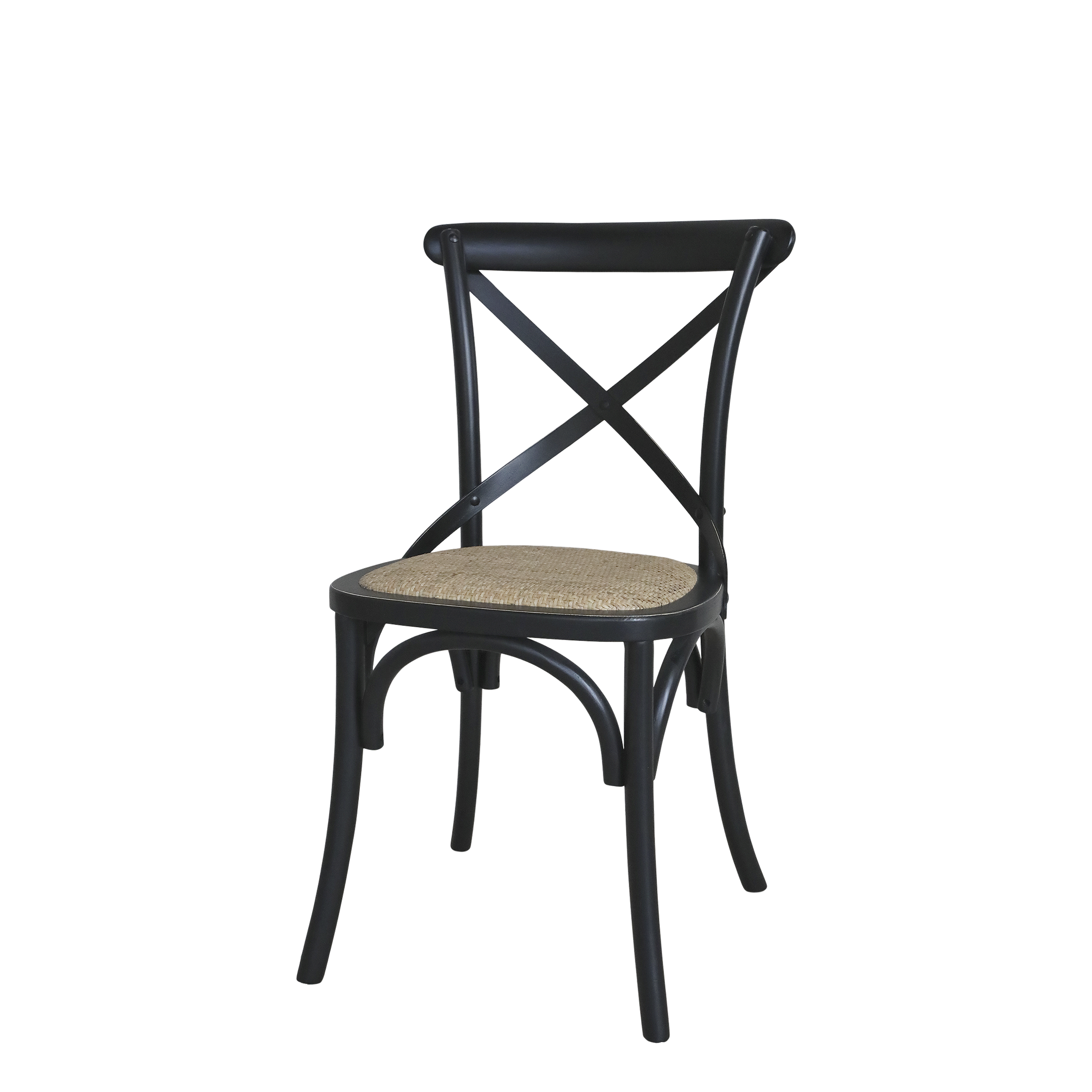Fransk matstol med flätad sits - H89/L55/B51 cm - Antik Svart - 2-pack - 4