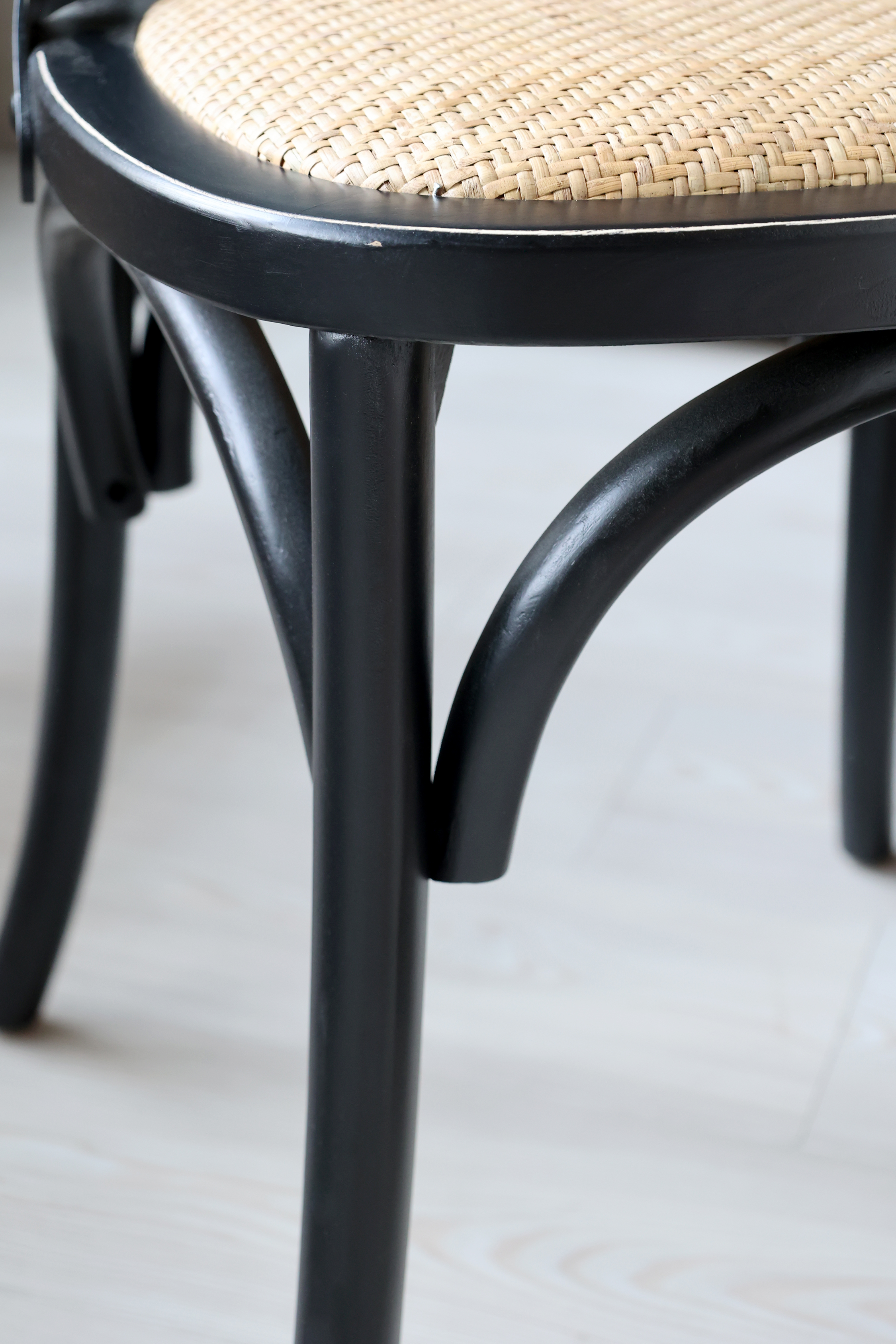 Fransk matstol med flätad sits - H89/L55/B51 cm - Antik Svart - 2-pack - 8