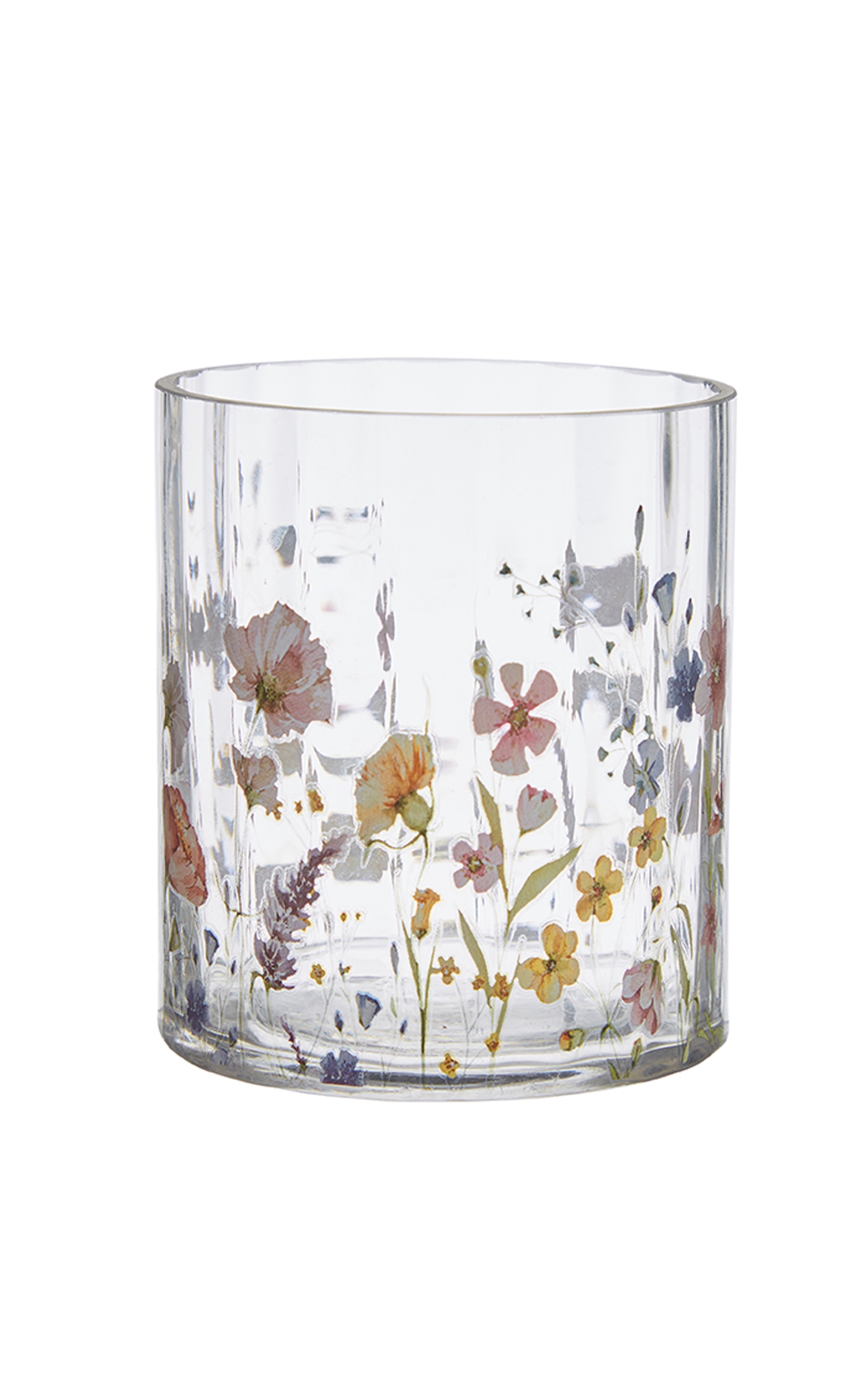 Flower meadow - Lantern - Candlestick - Glass - 10x9 cm - 2