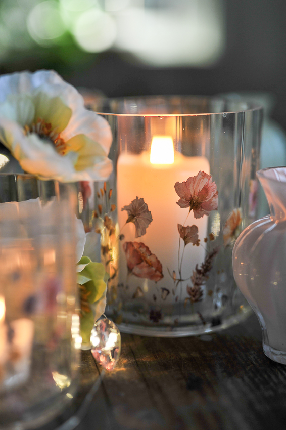 Flower meadow - Lantern - Candlestick - Glass - 10x9 cm - 4
