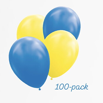 Ballonger storpack - Gul & Blå 100-pack