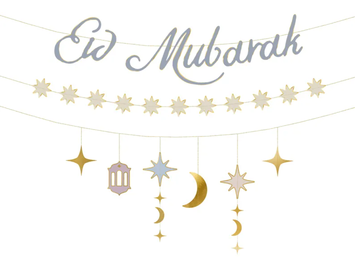 Girlang - Eid Mubarak - Stjärnor och måne
