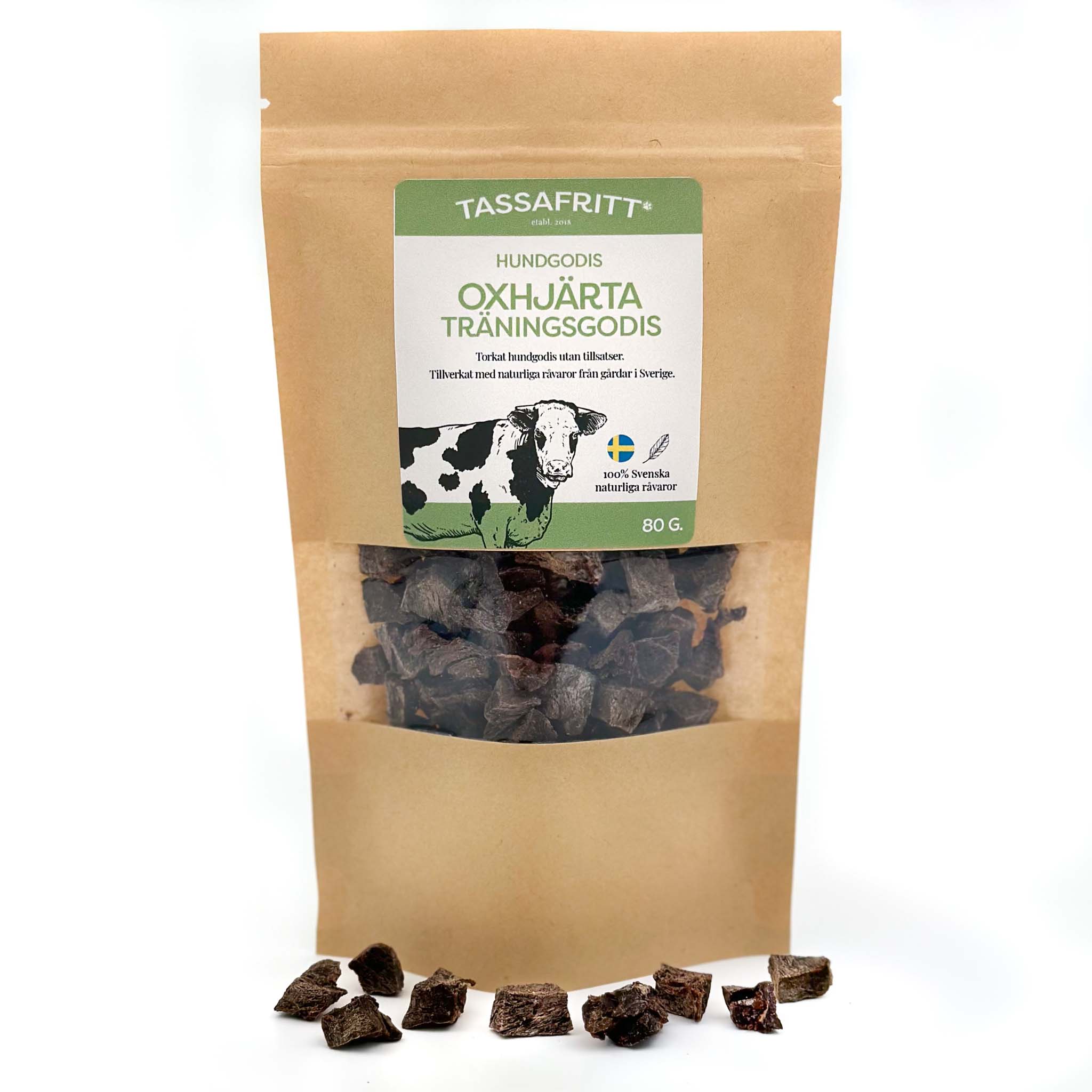 Tassafritt Hundgodis Oxhjärta 80g