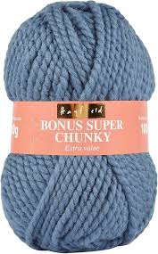 Hayfield Bonus Super Chunky 0609 Ocean Blue 100g Stickfasthet 9 maskor på 10 cm stickor/virknål  10 mm