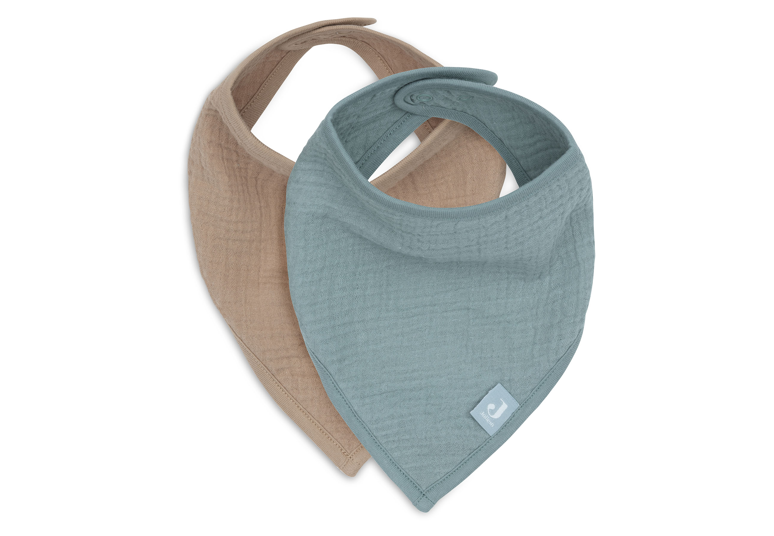 Jollein Bandana Bib Muslin Sea Green/Biscuit 2p