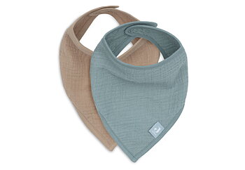Jollein Bandana Bib Muslin Sea Green/Biscuit 2p