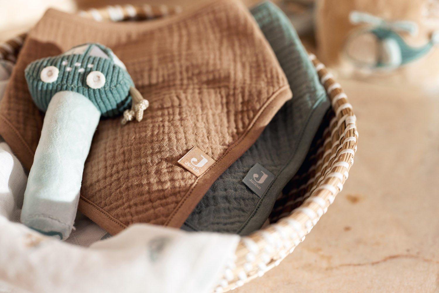 Jollein Bandana Bib Muslin Sea Green/Biscuit 2p - 4
