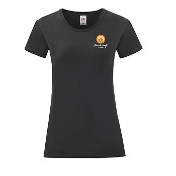 T-shirt dammodell med brösttryck