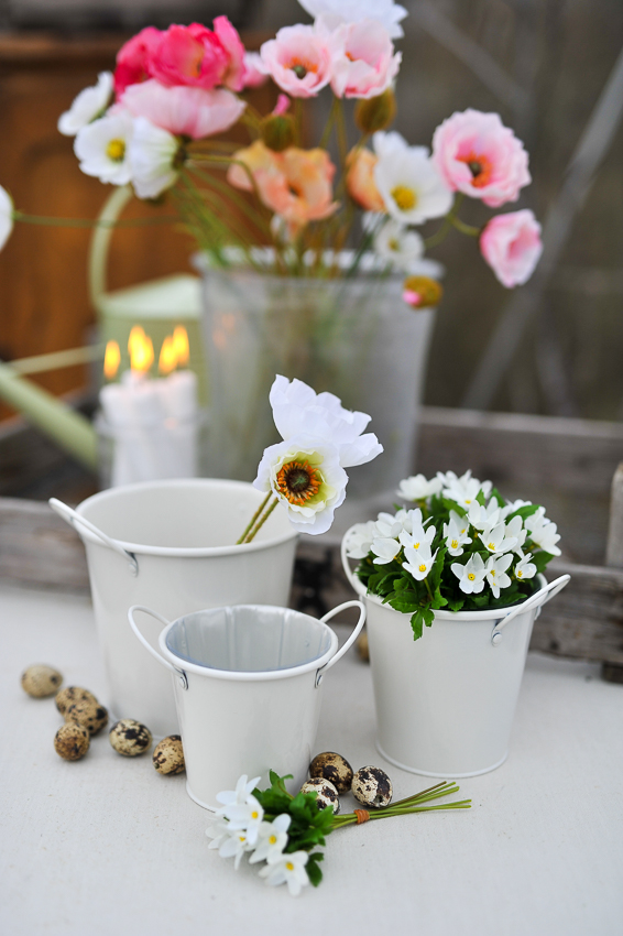 Pot – Bucket – 3-pack – Metal – White - 2