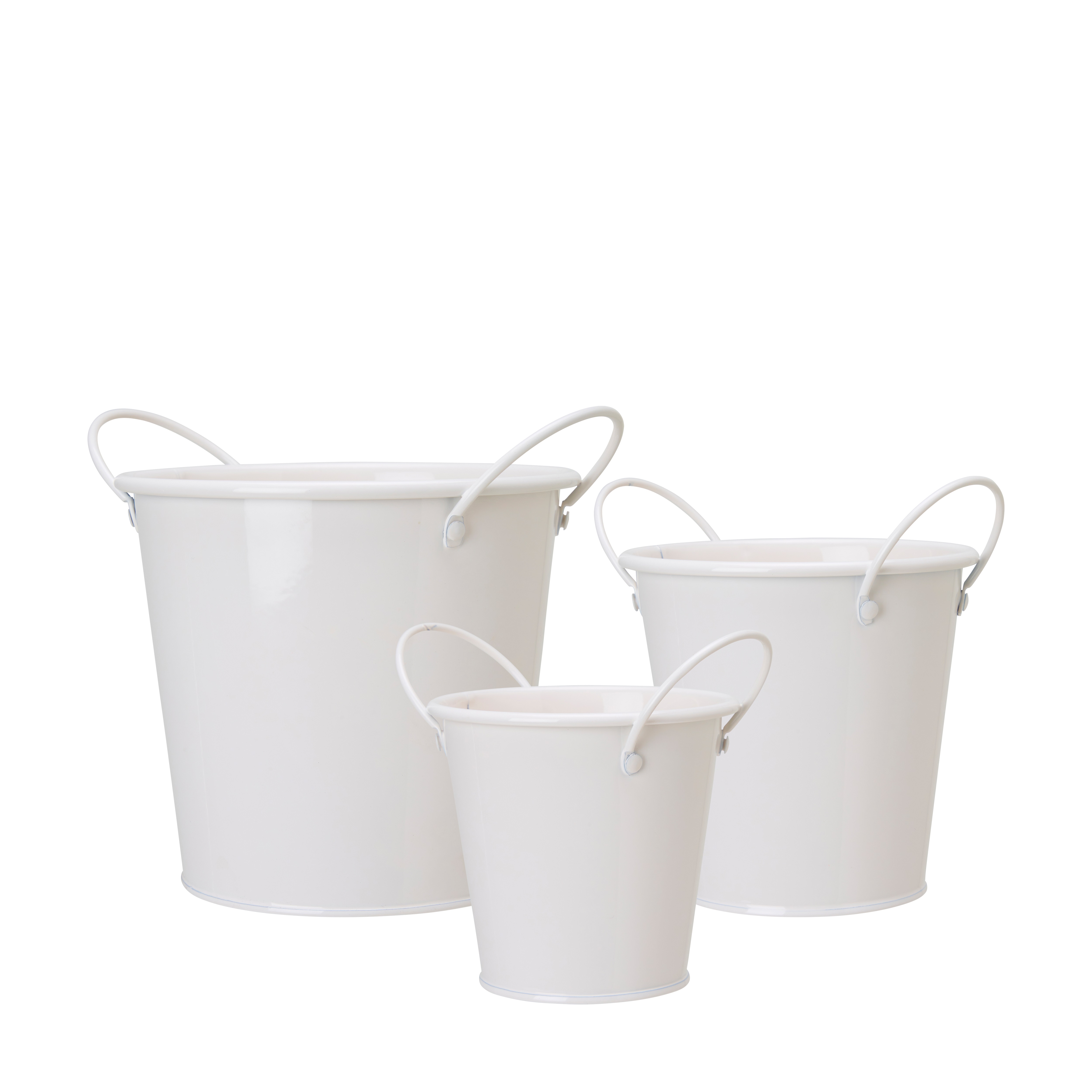 Pot – Bucket – 3-pack – Metal – White - 3