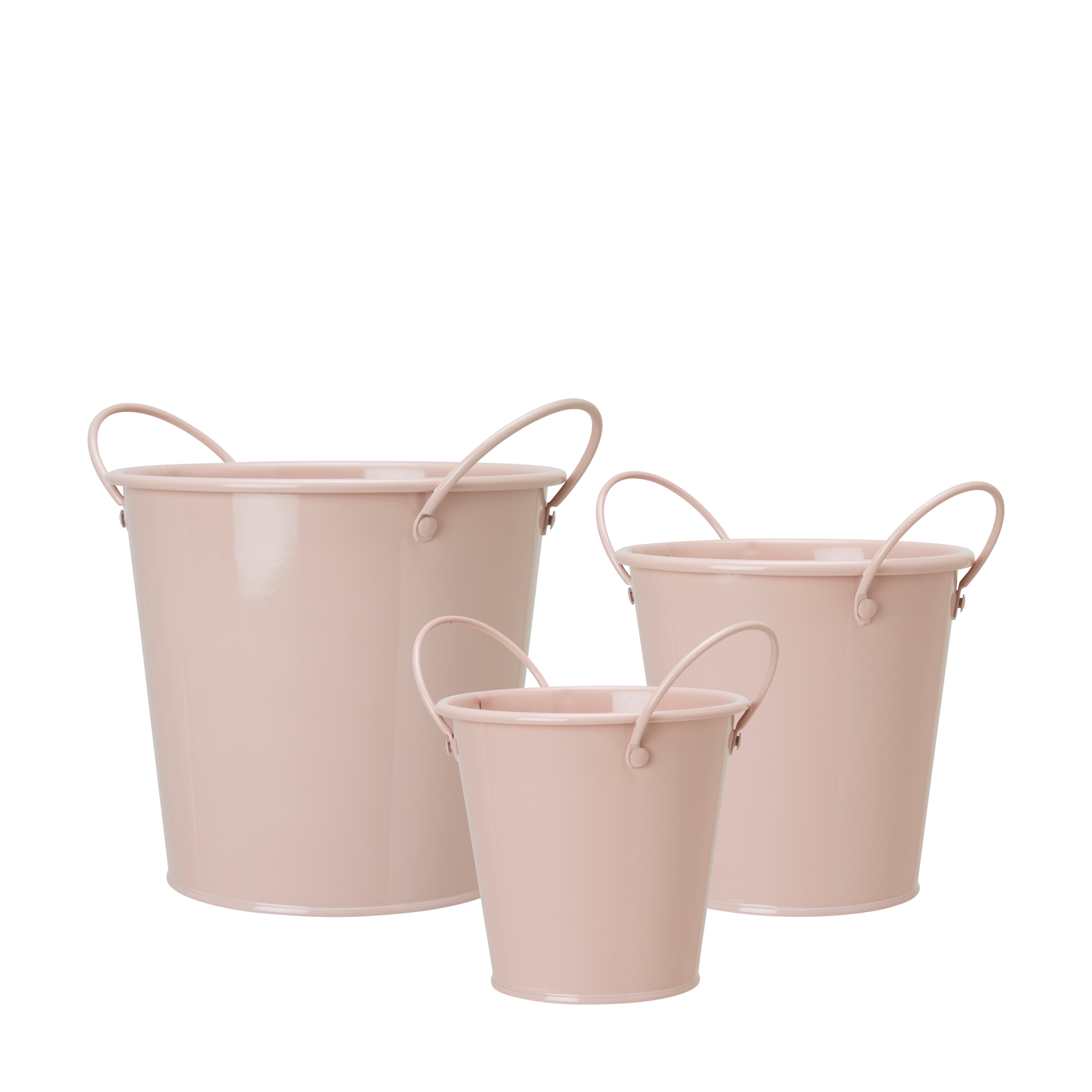 Pot – Bucket – Bucket – 3-pack – Metal – Pink - 3