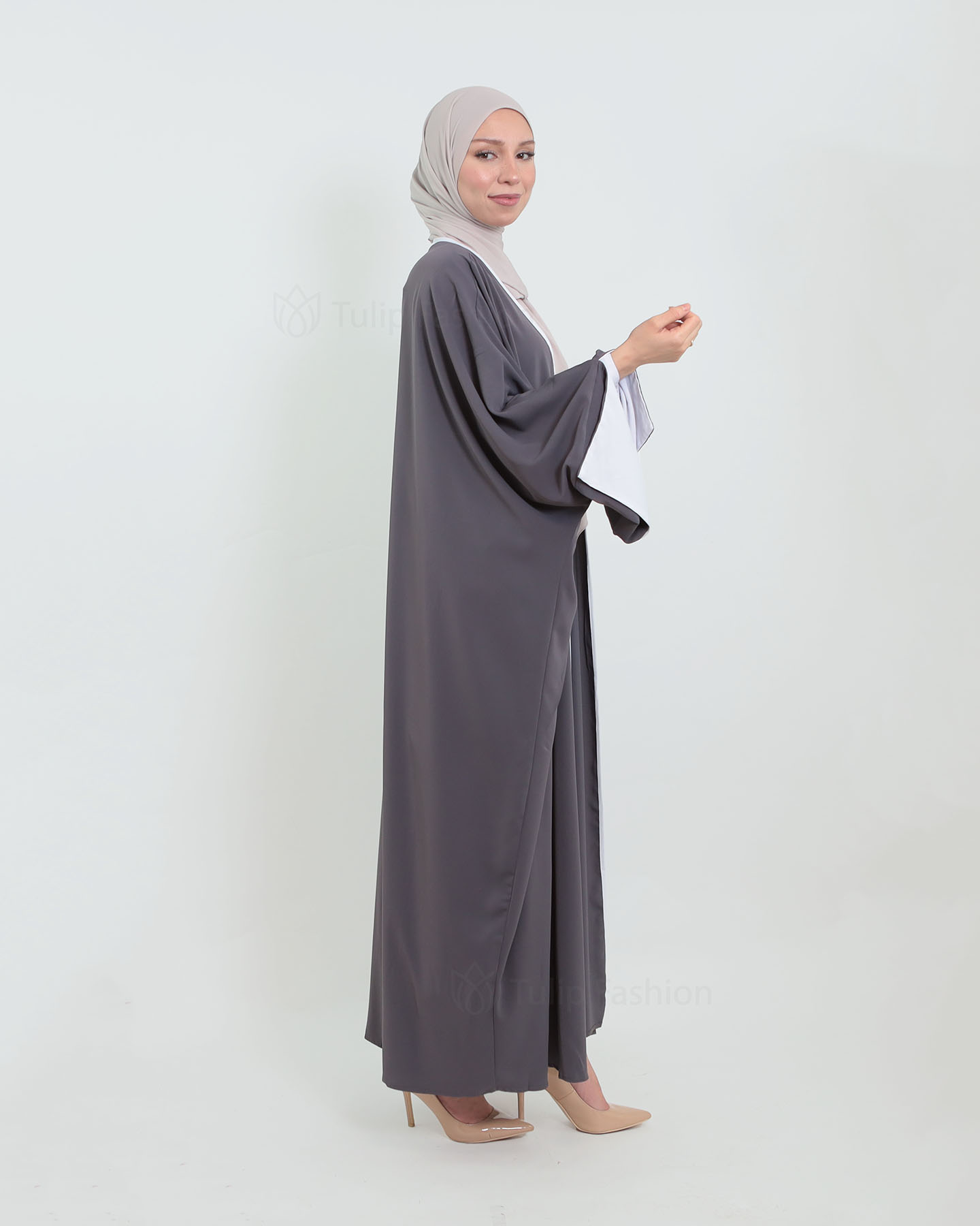 Kimono Open Abaya - Gray - 3