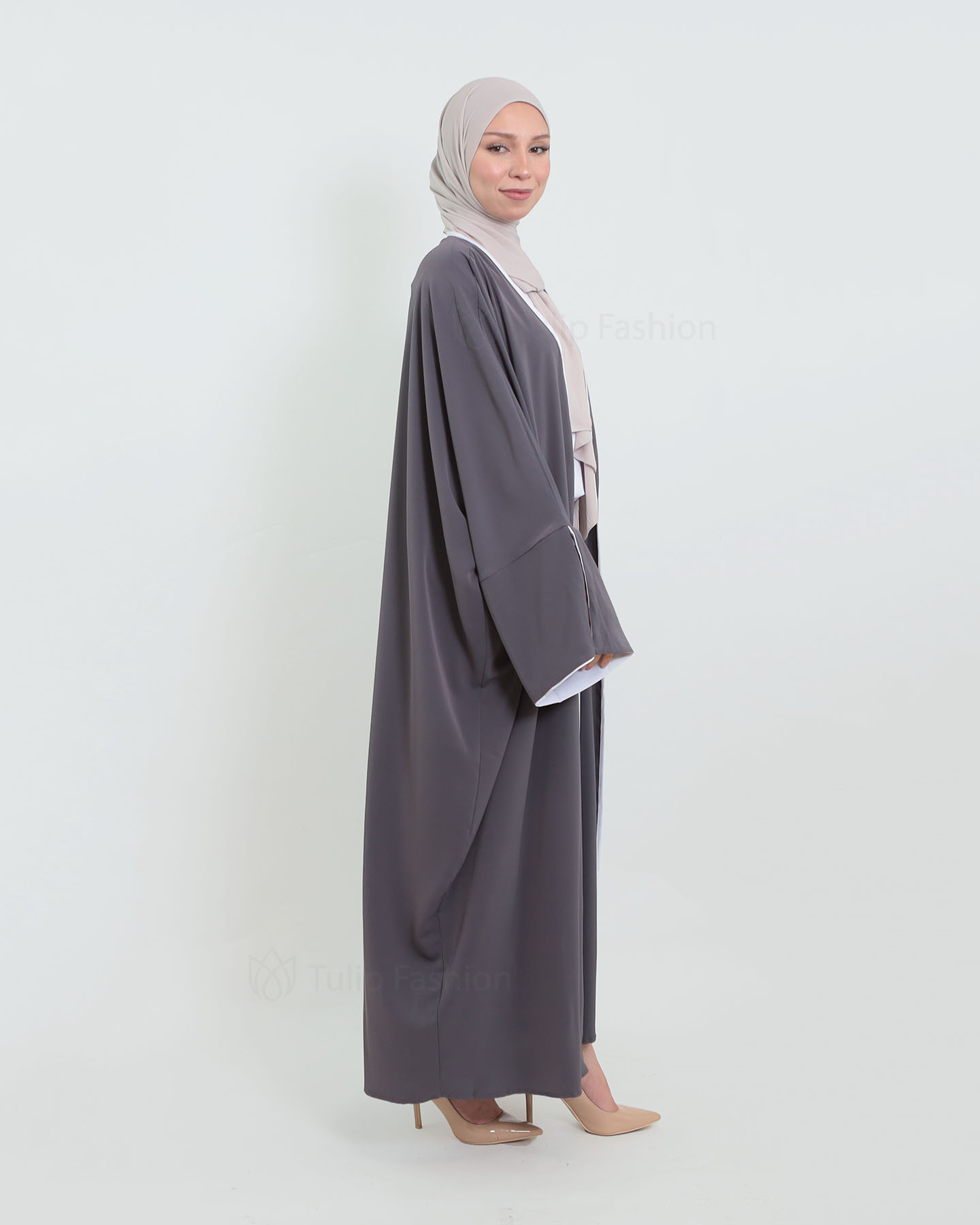 Kimono Open Abaya - Gray - 2