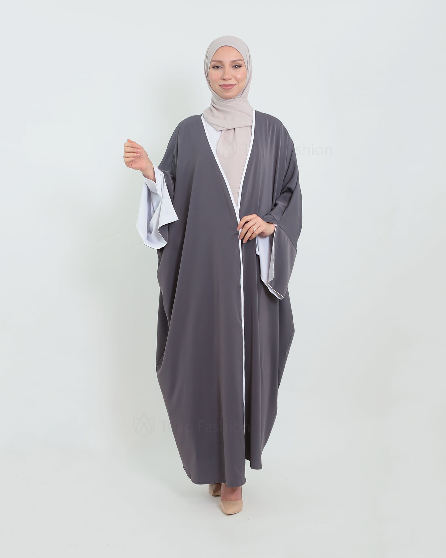 Kimono Open Abaya - Gray