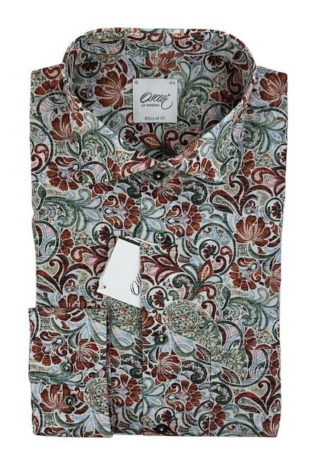 Skjorta blommönster Khaki green print. Från Oscar Of Sweden  - 2