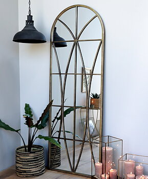 Stor spegel Orangeri välvd båge väggspegel lantlig stil Gårdsromantik