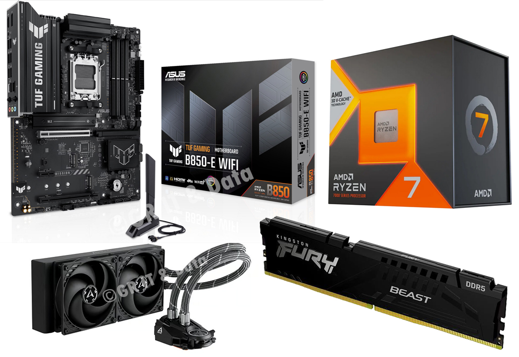 AMD 7800X3D Optimum uppgraderingspaket | AMD Ryzen 7 7800X3D  | 32GB DDR5 | ASUS TUF WiFi | Vattenkylning All-In-One |
