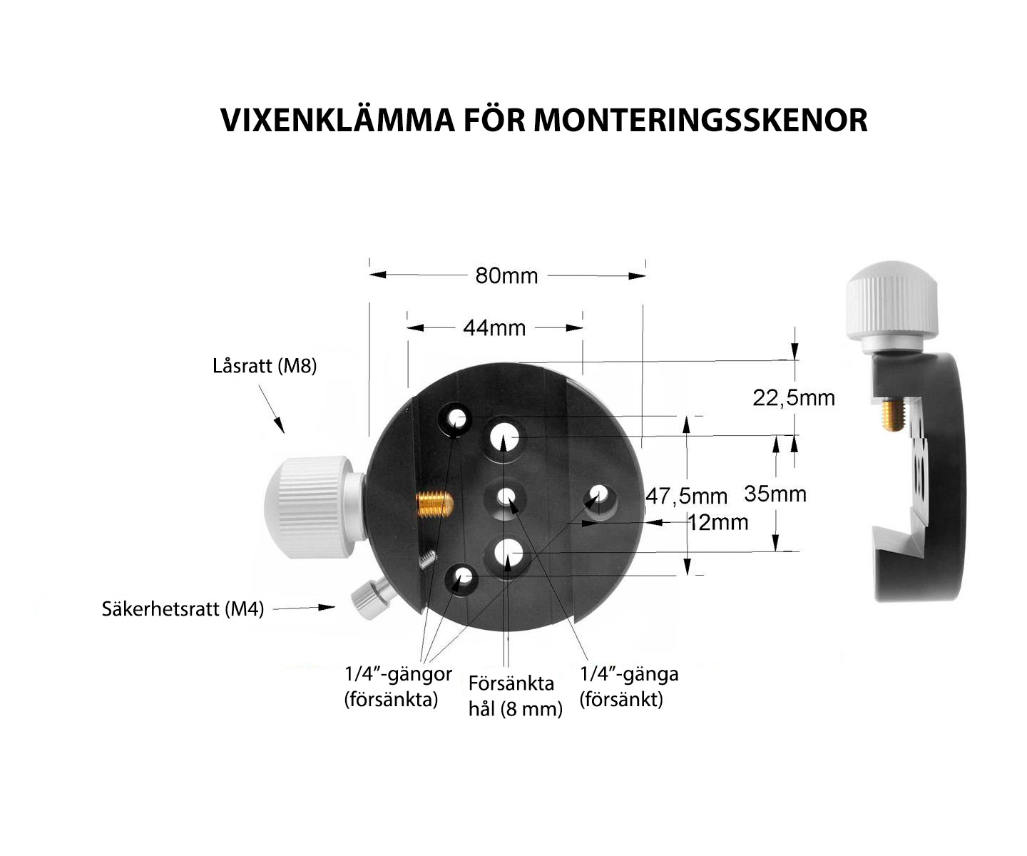 TS-OPTICS VIXENKLÄMMA FÖR MONTERINGSSKENOR - 5