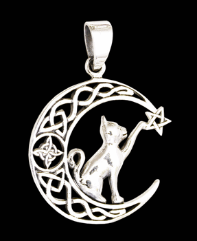Hängsmycke i Äkta silver - Katten i månen.