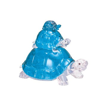 Crystal puzzle Sköldpadda familj blue
