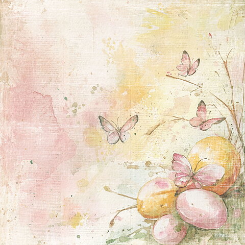 Papper Scrapbooking  Reprint - Hello Easter Butterflies -  12x12 (30,5 x 30,5 cm)