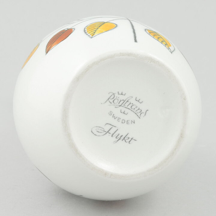 Paula von Freymann (Flykt 1959) White Vase with Colorful Bird Decor 20 cm 