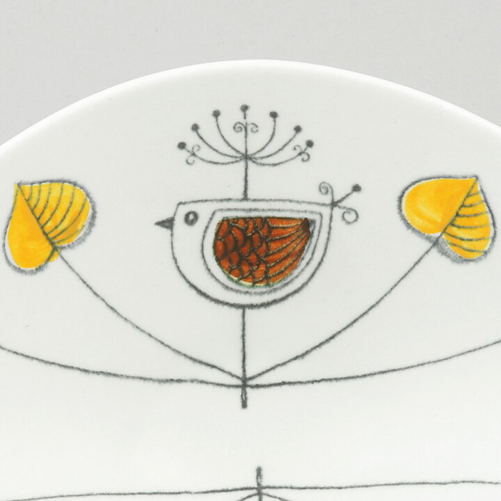 Paula von Freymann (Flykt 1959) White Bowl with Colorful Bird Decor 18 cm 